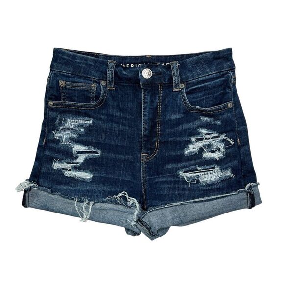 American Eagle Shorts Women Size 4 Next Level Stretch Curvy High Rise Distressed - Picture 1 of 10